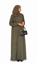 Olive Lace Coat Abaya (Pre-Order)