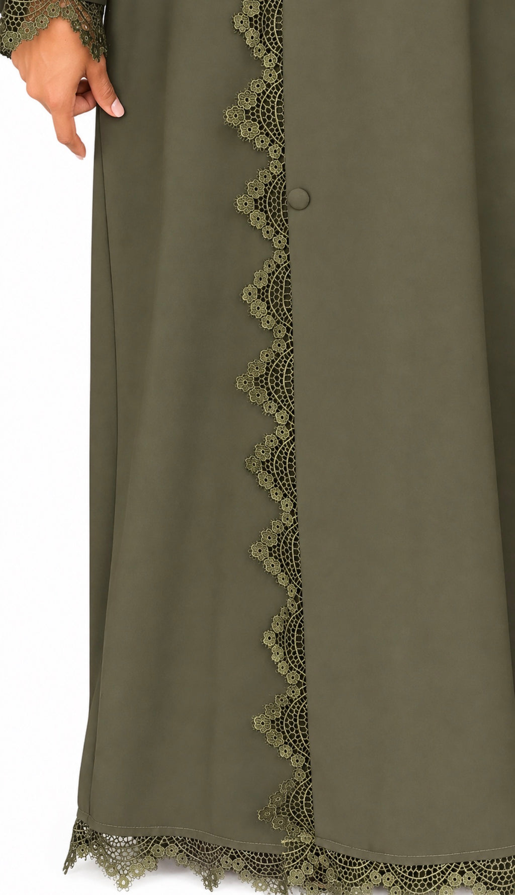 Olive Lace Coat Abaya (Pre-Order)