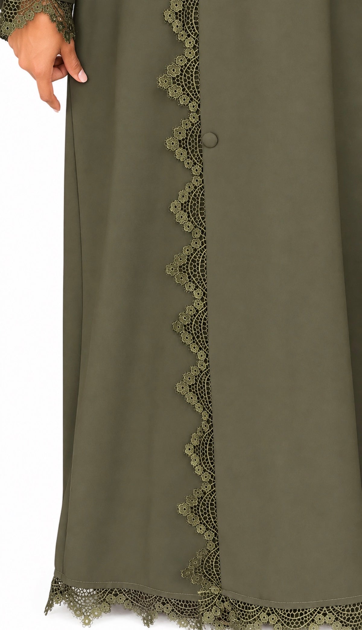 Olive Lace Coat Abaya (Pre-Order)